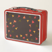 Let It Herfst Metal Lunchbox (bruin en Sinaasappel (Achterkant)