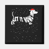 Let It Howl Snow Funny Pun Winter Dachshund Mom Ch Magneet (Voorkant)