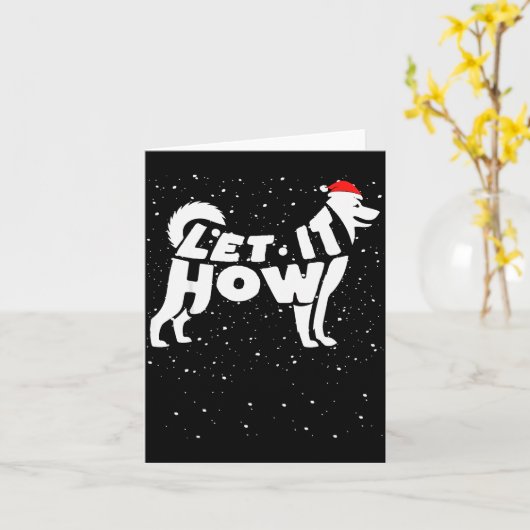 Let It Howl Snow Funny Pun Winter Siberian Husky C Kaart (Gele Bloem)