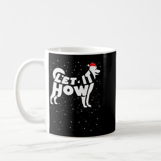 Let It Howl Snow Funny Pun Winter Siberian Husky C Koffiemok (Links)