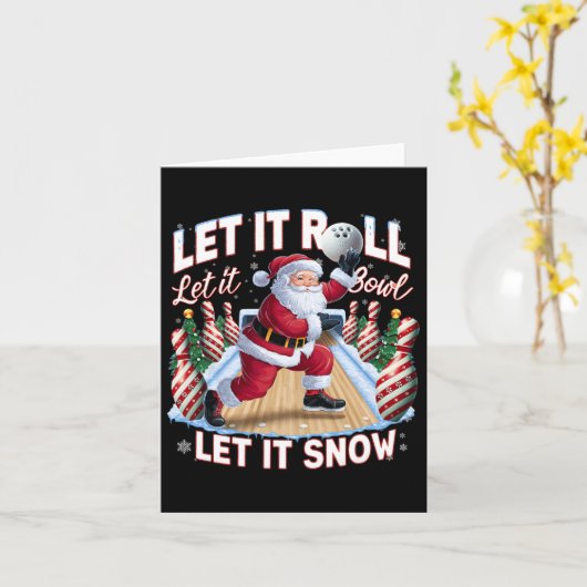 Let It Roll Let It Bowl Kerstmisbowling Kaart (Gele Bloem)