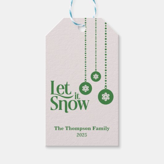"Let it Snow" bleek roze Cadeaulabel (Voorkant)