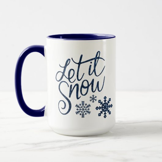 Let It Snow Blue en White Coffee & Cacao Mok (Links)