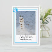 Let It Snow Blue Gray Snowflakes INSERT PHOTO  Feestdagenkaart (Staand voorkant)