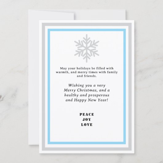 Let It Snow Blue Gray Snowflakes INSERT PHOTO  Feestdagenkaart (Achterkant)
