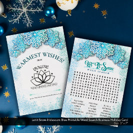 Let it Snow-Blue Printable Business Word Zoeken Feestdagenkaart