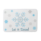 Let It Snow Blue Silver Gray Snowflakes Badmat (Voorkant)