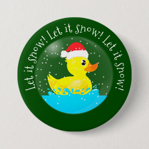 "Let it Snow"-Button over de rode sneeuwbol van ru Ronde Button 7,6 Cm