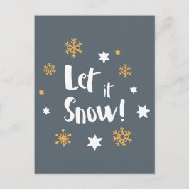 "Let it Snow!" Calligraphy Christmas Modern Gray Feestdagenkaart