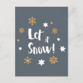 "Let it Snow!" Calligraphy Christmas Modern Gray Feestdagenkaart (Voorkant)