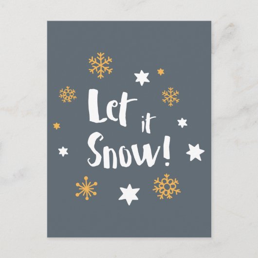 "Let it Snow!" Calligraphy Christmas Modern Gray Feestdagenkaart (Voorkant)