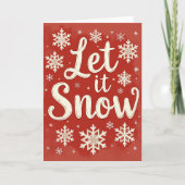 Let It Snow Christmas Card Glitter Snowflake Kaart (Voorkant)