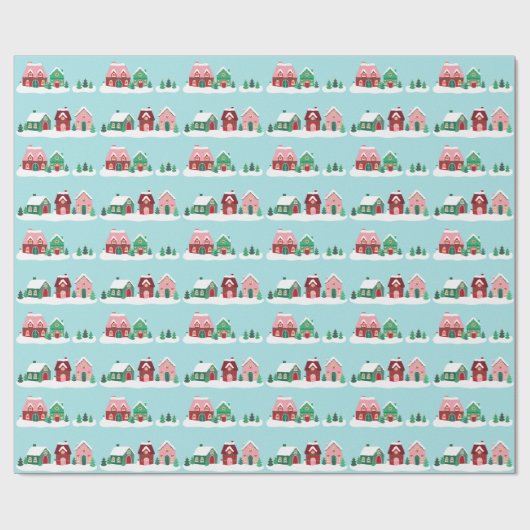 Let it Snow Christmas Village Wrapping Paper Cadeaupapier (Vlak)