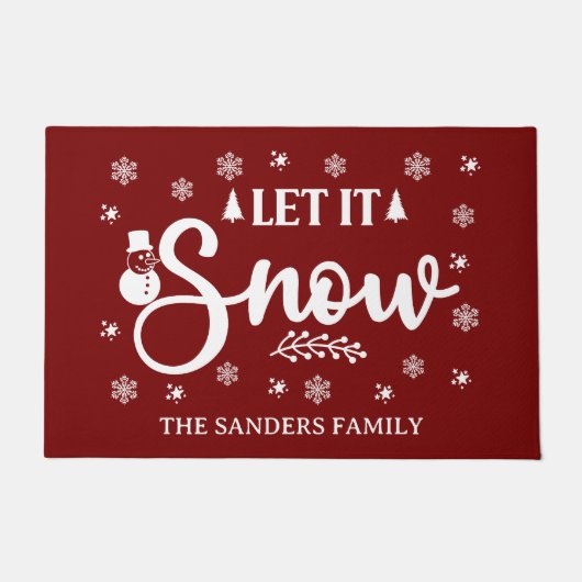 Let it Snow Cute Christmas Deurmat (Voorkant)
