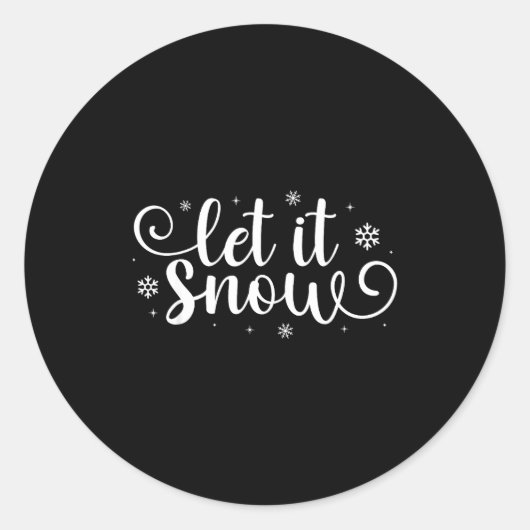 Let It Snow Cute Christmas Snowflakes Winter Holid Ronde Sticker (Voorkant)