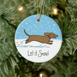 Let it Snow Dachshund - Gelukkige Winter Wiener Ho Keramisch Ornament