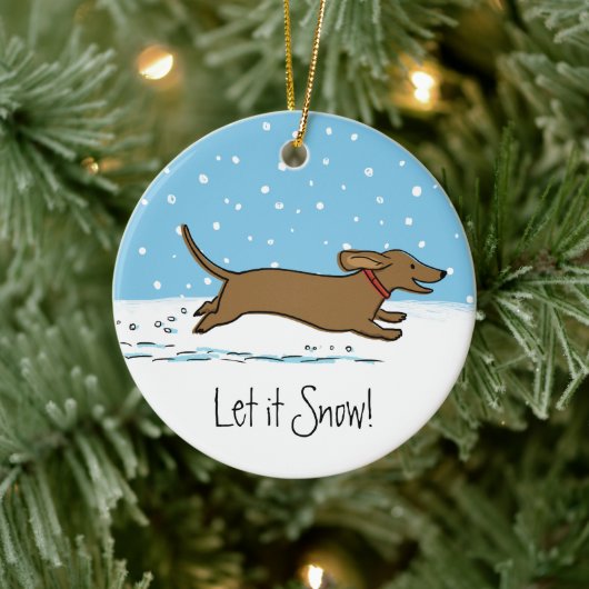 Let it Snow Dachshund - Gelukkige Winter Wiener Ho Keramisch Ornament (Boom)