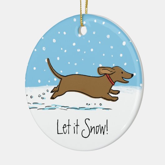 Let it Snow Dachshund - Gelukkige Winter Wiener Ho Keramisch Ornament (Links)