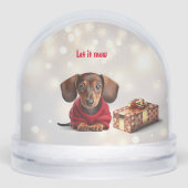 Let It Snow Dachshund Snow Globe Sneeuwbol (Voorkant)