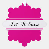 LET IT SNOW Fancy Text Bright Pink White Stripes Ornament Kaart (Achterkant)