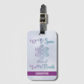 Let it Snow–Funny Christmas Beach Purple Bagagelabel (Voorkant (verticaal))