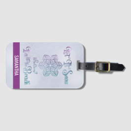 Let it Snow–Funny Christmas Beach Purple Bagagelabel