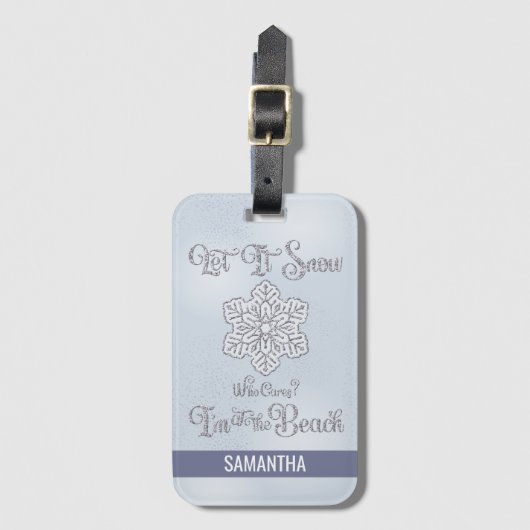 Let it Snow–Funny Christmas Beach Silver Bagagelabel (Voorkant (verticaal))