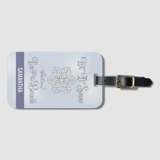 Let it Snow–Funny Christmas Beach Silver Bagagelabel (Voorkant (horizontaal))