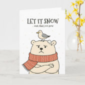 Let It Snow… - Funny Polar Bear Christmas Card Kaart (Gele Bloem)