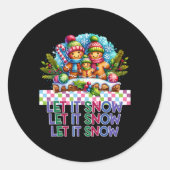 Let It Snow Gingerbread Family Christmas T Shirt  Ronde Sticker (Voorkant)