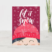 Let It Snow Happy Child Winter Beanie Holiday Kaart (Voorkant)