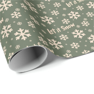 Let It Snow Holiday Wrapping Paper - Green Cadeaupapier