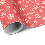 Let It Snow Holiday Wrapping Paper - Red Cadeaupapier (Rol Hoek)