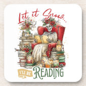 Let It Snow I'll Be Reading  Bier Onderzetter (Voorkant)
