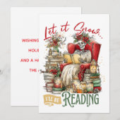 Let It Snow I'll Be Reading  Feestdagenkaart (Voorkant / Achterkant)