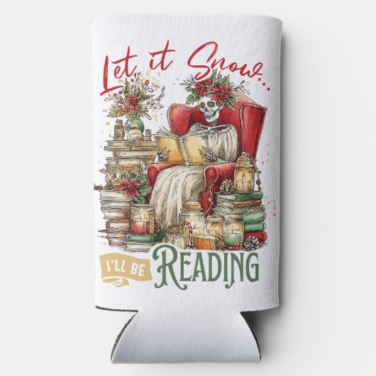 Let It Snow I'll Be Reading Seltzer Blikjeskoeler (Achterkant)