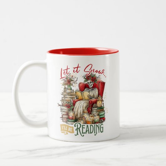 Let It Snow I'll Be Reading  Tweekleurige Koffiemok (Links)
