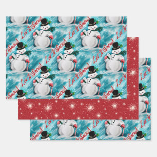 "Let It Snow" inpakpapier Flat Sheet Set van 3 Vel