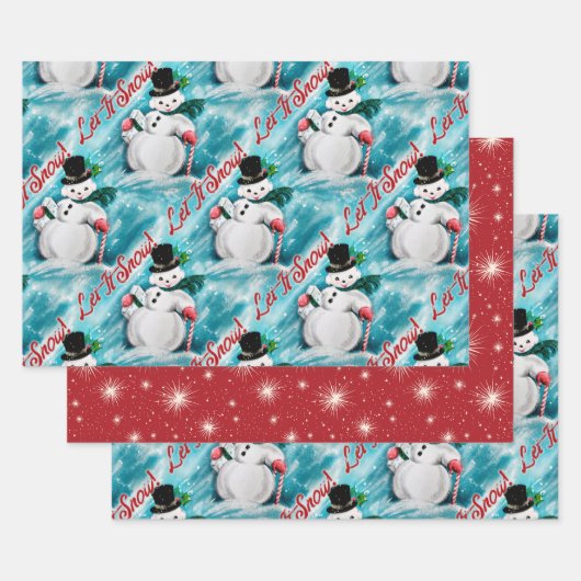 "Let It Snow" inpakpapier Flat Sheet Set van 3 Vel (Set)