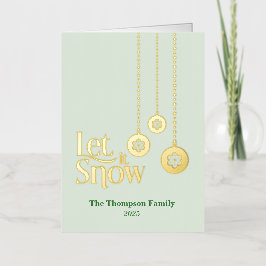"Let it Snow" Lichtgroen gevouwen Folie Vakantie K Feestdagenkaart