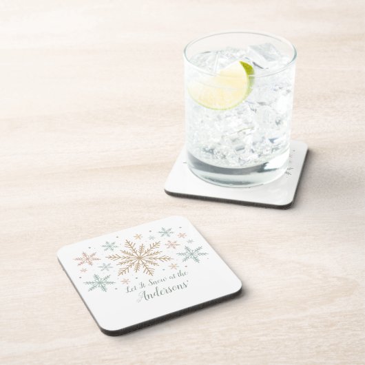 Let It Snow Personalized Christmas Bier Onderzetter (Rechterzijde)