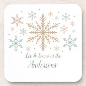 Let It Snow Personalized Christmas Bier Onderzetter (Voorkant)