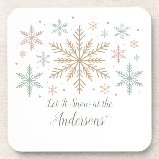 Let It Snow Personalized Christmas Bier Onderzetter (Voorkant)