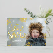 Let It Snow | Photo Overlay Real Foil Holiday Card Folie Feestdagenkaart (Staand Voorkant)