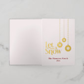 "Let it Snow" Roze Gevouwen Folie Vakantie Kaart (Buiten Laag)