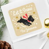 Let it Snow Schattige Scottie Dog Kerstnaam Goud Vierkante Sticker