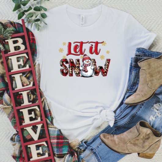 Let it Snow" Schattige T-shirt voor sneeuwpopvrouw