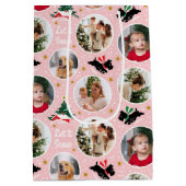 Let it Snow Scottie Dog Fun Custom Photo Pink Medium Cadeauzakje (Achterkant)
