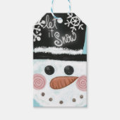 ‘Let it Snow’ sneeuwman met hoge hoed Cadeaulabel (Voorkant)