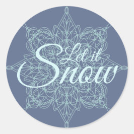 "Let it Snow" Snowflake Design in het blauw Ronde Sticker